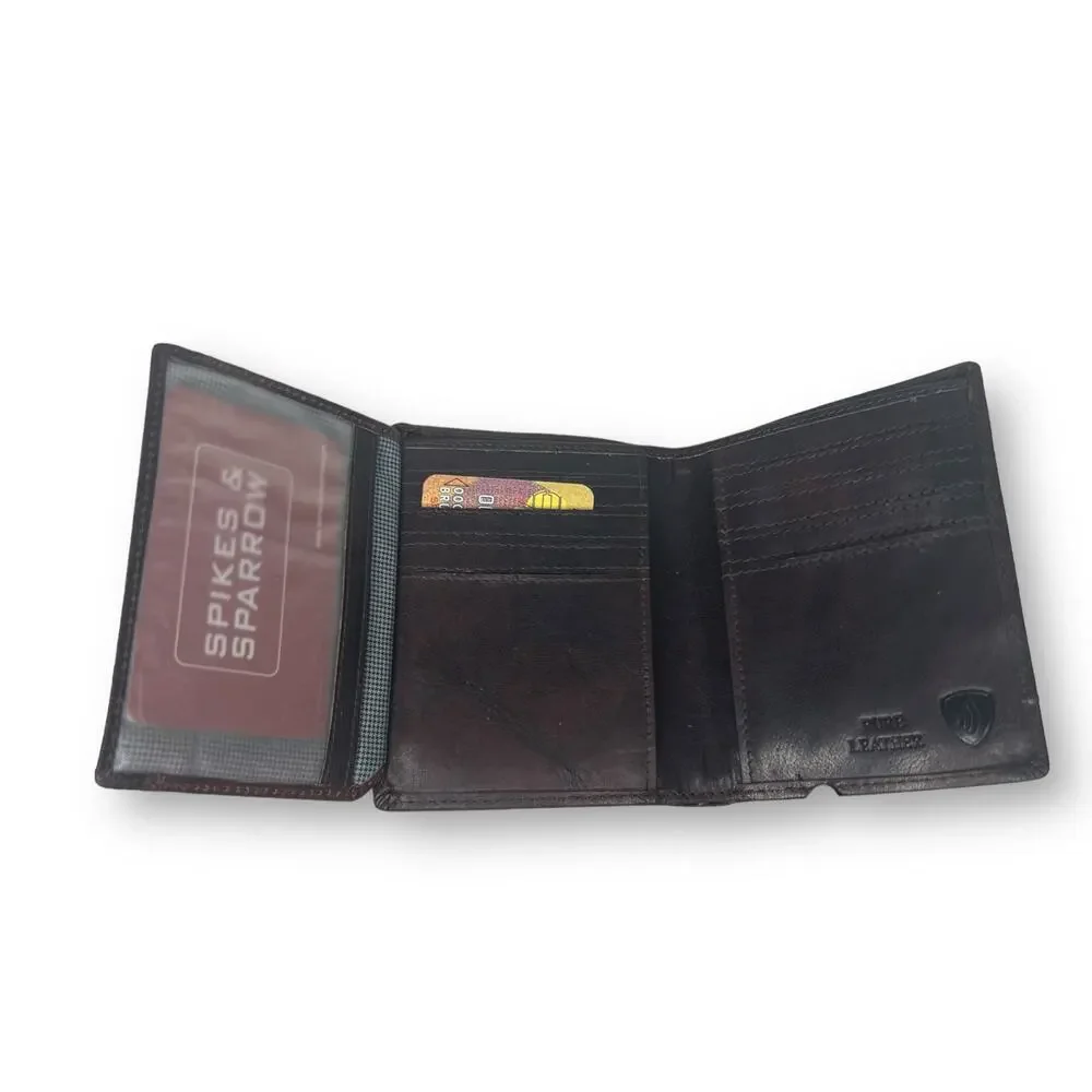 Spikes & Sparrow Baxter Mens Dark Brown Leather Wallet RFID 12 Card  Slots New